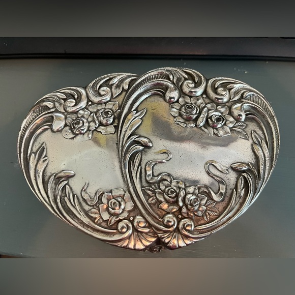 Vintage Eleanor Claire silver plated hinged trinket jewelry box - Picture 3 of 16